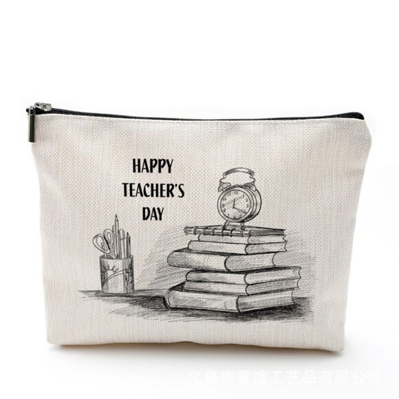 Cotton Linen Zipper Cosmetic Bag - Picture 1 of 2